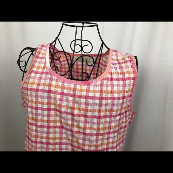 Lemon Grass cotton gingham seersucker tank top L - Picture 2 of 5